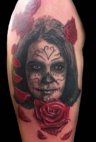 боја рамена мексички стил женска портретна тетоважа