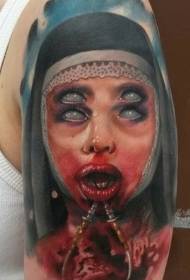 schouder horror stijl walgelijk duivel vrouw tattoo foto