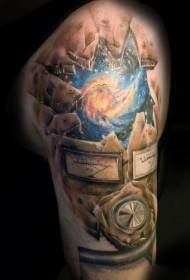 Quadrante rotto colore spalla e spazio modello tatuaggio