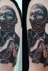 surreal style colorskull Portrait tattoo 