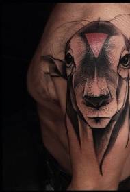 modèle de tatouage de chèvre de couleur de style sculpté à l'épaule