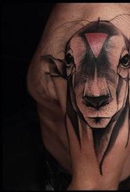 shoulder-carved style color goat tattoo pattern