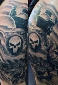 Atemberaubendes, sehr modernes Soldaten-Tattoo-Muster auf der Schulter