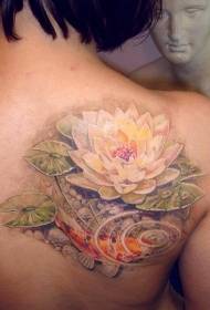 pečių spalva miela koi žuvis ir lotoso tatuiruotė