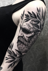 samica čierna umývateľná Portrét muža s tetovaním z listov