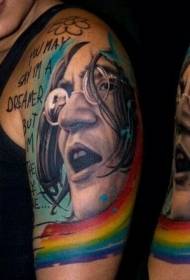 Nuevo estilo escolar Color retrato Rainbow Tattoo Picture