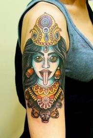 Плечо цветной рисунок татуировки индуистской богини