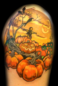 strašidelný Halloween dýně tetování vzor