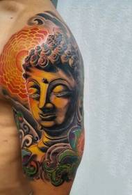 Нови цветни рамена като снимки на статуя на татуировка на статуя на Буда