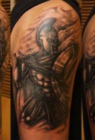 model de tatuaj războinic antic armură de umăr masculin