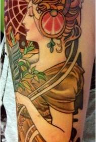 Large Colored Shoulder Women's Tattoo Pattern