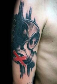 arm new style color gas mask tattoo