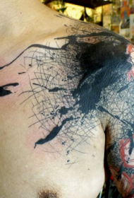 сучасны стыль каляровай таямніцы малюнка на плячы, малюнак татуіроўкі