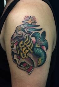 modello di tatuaggio Capricorno divertente color spalla
