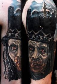 patrón de tatuaxe home de estilo de terror de ombreiro