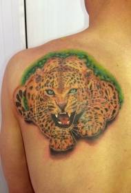 боја на рамената, громогласен модел на тетоважа на леопард