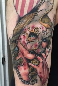 tatuaggio di donna sanguinante dipinto stile vecchio stile