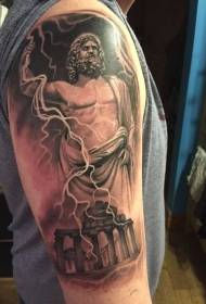 Olkapää ruskea hauska Zeus-tatuointikuva