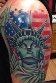 Shoulder Color Statue of Liberty Tattoo Pattern