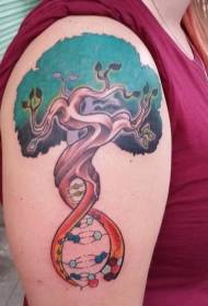 Original DNA shape of colored tree tattoo pattern