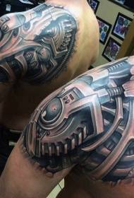 Futura tatuaxe mecánica no ombreiro masculino
