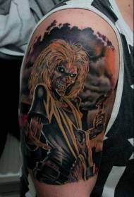 modello di tatuaggio mostro stile horror color spalla