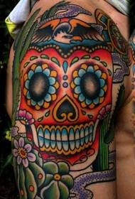 Gaya ilustrasi Mexico tatu tengkorak berwarna