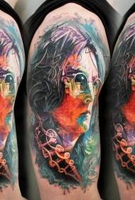 shoulder ແບບສີສັນແບບ ໃໝ່ ແບບ Lennon portrait tattoo