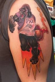 modello del tatuaggio del giocatore di pallacanestro della scimmia di colore della spalla