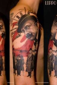 Tatuaggio umano retrò in stile software di elaborazione delle immagini PS