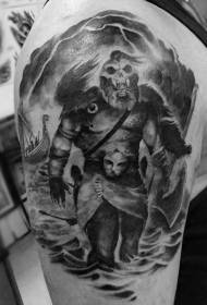 Stor sort aske mystisk fantasy kriger tatoveringsmønster