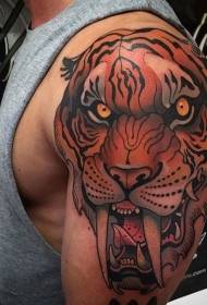 pečių iliustracijos stiliaus demono tigro tatuiruotės modelis