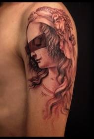 рамо кафеава средновековна жена шема на тетоважа