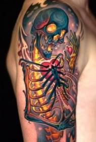 modello del tatuaggio dell'osso umano della spalla colorato nuovo stile