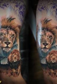 schouder kleur realistische leeuw tattoo foto