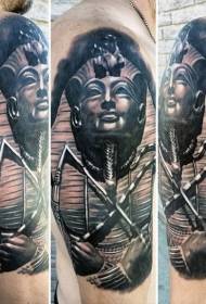 Ώριμο μαύρο καφέ αιγυπτιακή φαραώ άγαλμα τατουάζ εικόνα
