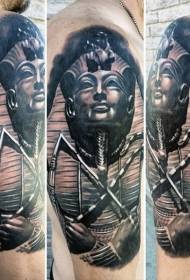 Spalla nera marrone egiziano faraone statua tatuaggio immagine