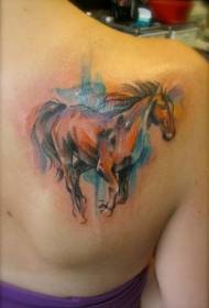 modello di tatuaggio cavallo acquerello bella spalla