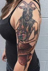 жіночий колір плечей татуювання Козеріг татуювання