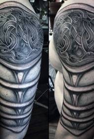 Цел келтски стил црна средновековна оклопна тетоважа шема