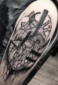 spalla stile incisione nera con motivo tatuaggio linea scura