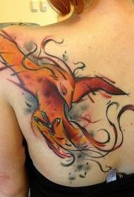 schouder aquarel vliegende phoenix tattoo patroon