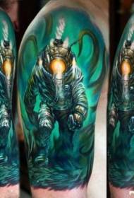 Приголомшливий малюнок татуювання підводного дайвера в новому стилі