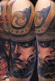 donne samurai spalla colore con motivo floreale a tatuaggio