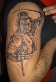 modello di tatuaggio guerriero coraggioso nero grigio spalla