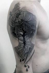skulder svart grå surrealistisk stil Kvinne portrett tatoveringsmønster
