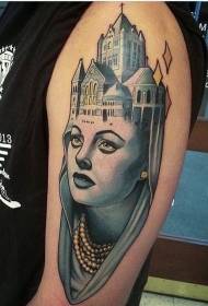 Paže barva ženy s katedrálou tetování vzorem