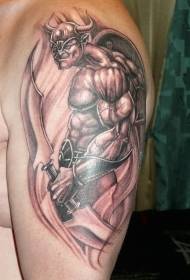 Olkapää ruskea vahva soturi tatuointi malli