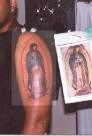 skulder sort brun St. Mary Guadalupe tatoveringsmønster
