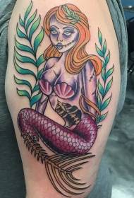 modello tatuaggio sirena zombie color spalla